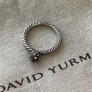 David Yurman 6 mm Pave Ball with White Diamonds Stack Cable Ring Size 7